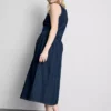 Vestido midi de mezclilla de algodón con cintura baja
