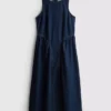 Vestido midi de mezclilla de algodón con cintura baja