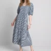 Vestido midi holgado de algodón seersucker