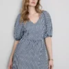 Vestido midi holgado de algodón seersucker