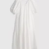 Vestido midi holgado de algodón seersucker