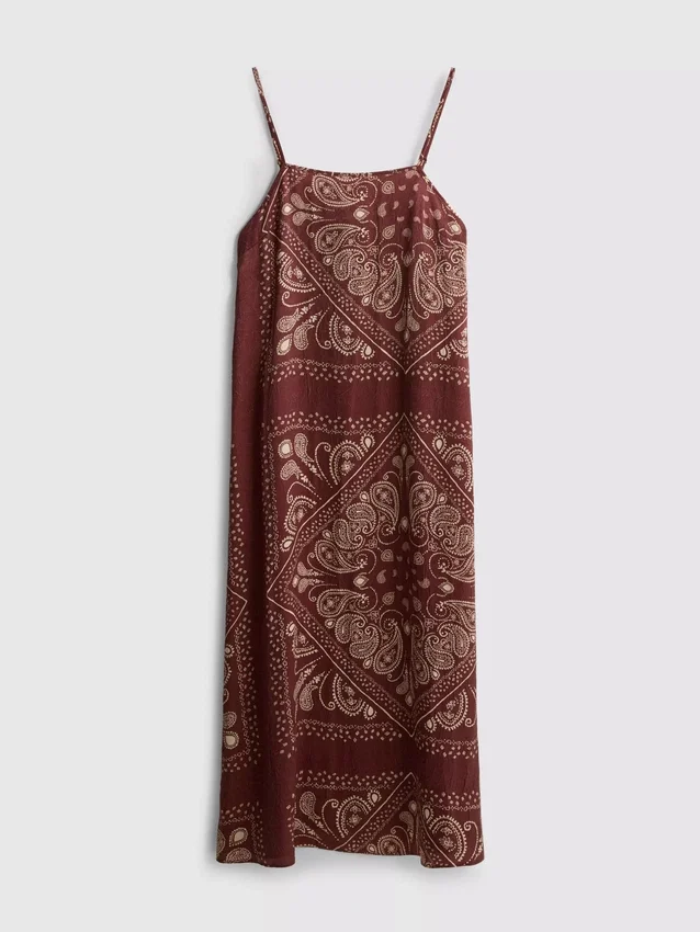 Vestido midi recto con estampado de paisley de Paula Echevarría