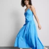 Vestido midi tipo corsé de tiras de algodón