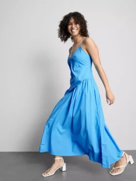 Vestido midi tipo corsé de tiras de algodón