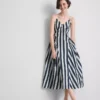 Vestido midi tipo corsé de tiras de algodón