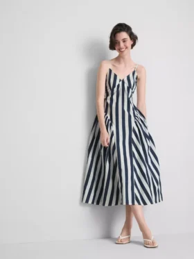 Vestido midi tipo corsé de tiras de algodón