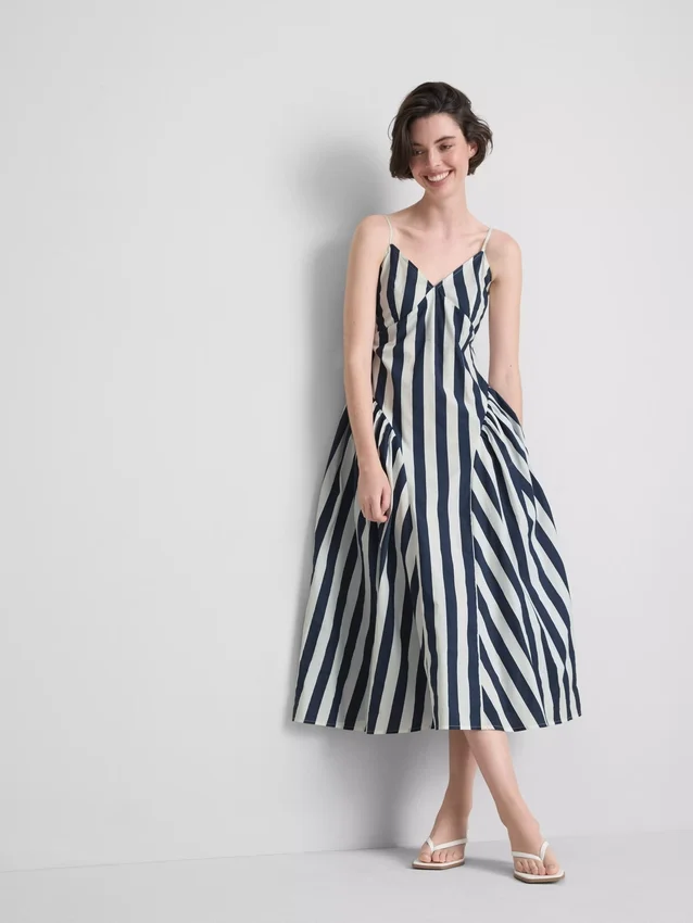 Vestido midi tipo corsé de tiras de algodón