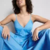 Vestido midi tipo corsé de tiras de algodón