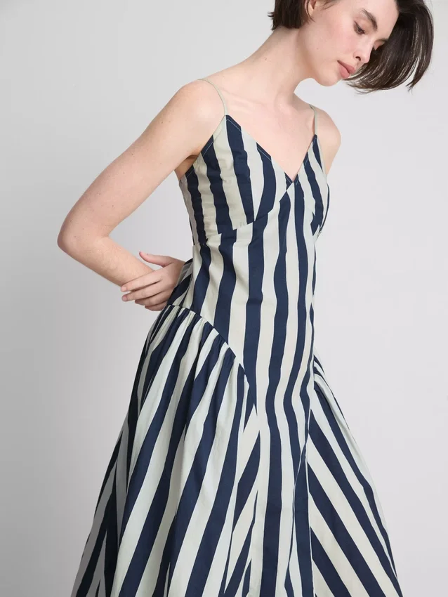 Vestido midi tipo corsé de tiras de algodón