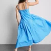 Vestido midi tipo corsé de tiras de algodón