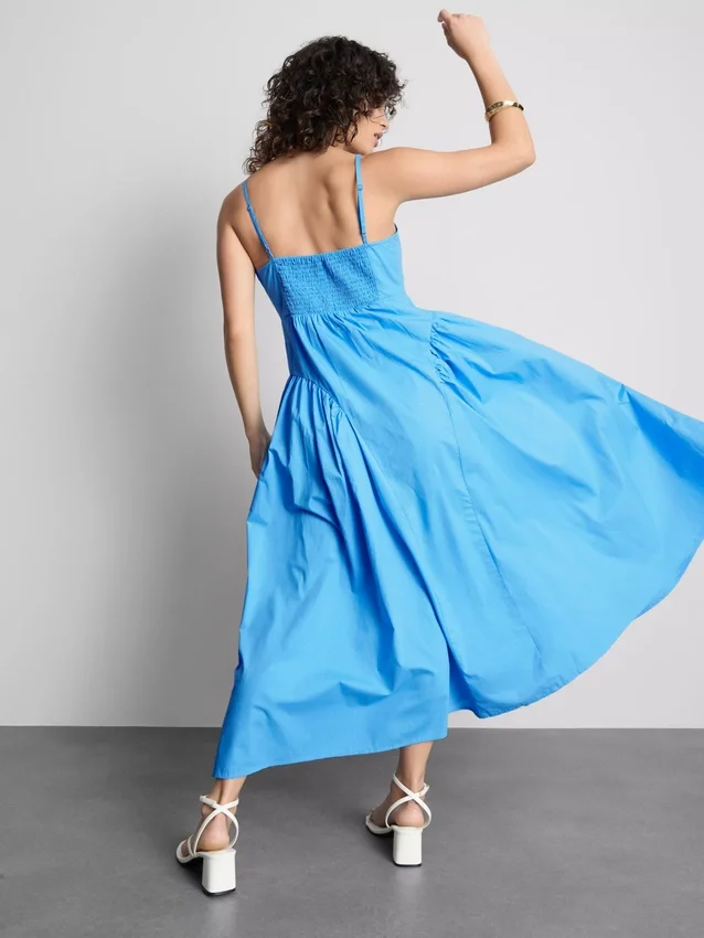 Vestido midi tipo corsé de tiras de algodón