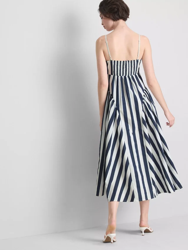 Vestido midi tipo corsé de tiras de algodón