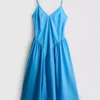 Vestido midi tipo corsé de tiras de algodón