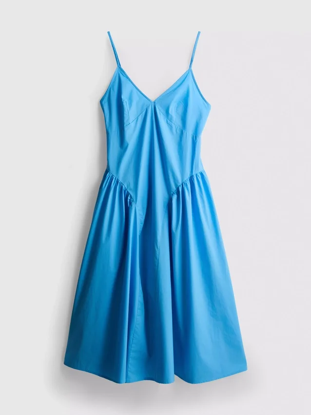 Vestido midi tipo corsé de tiras de algodón