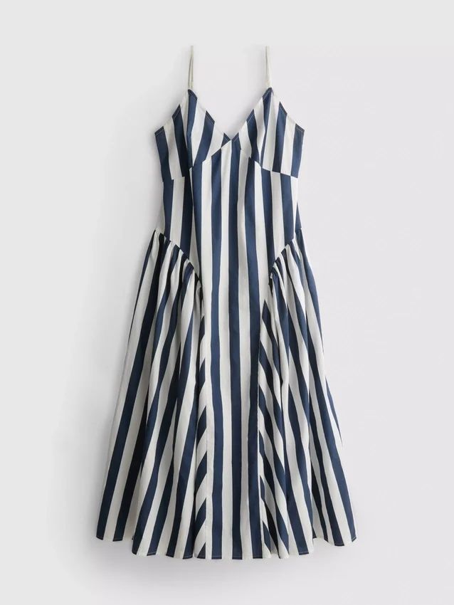 Vestido midi tipo corsé de tiras de algodón