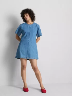 Vestido mini recto de mezclilla de algodón
