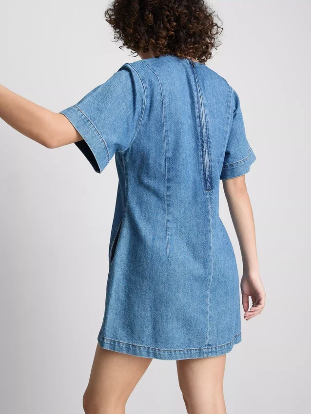 Vestido mini recto de mezclilla de algodón