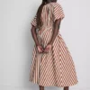 Vestido smock de algodón a rayas, largo midi