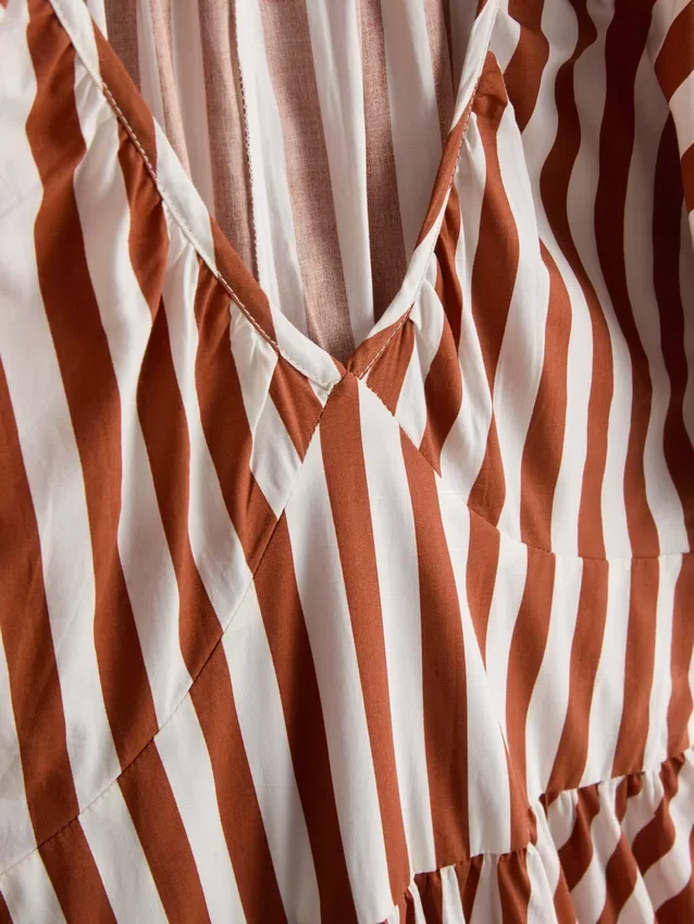 Vestido smock de algodón a rayas, largo midi