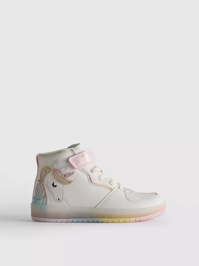 Zapatillas altas luminosas de unicornio