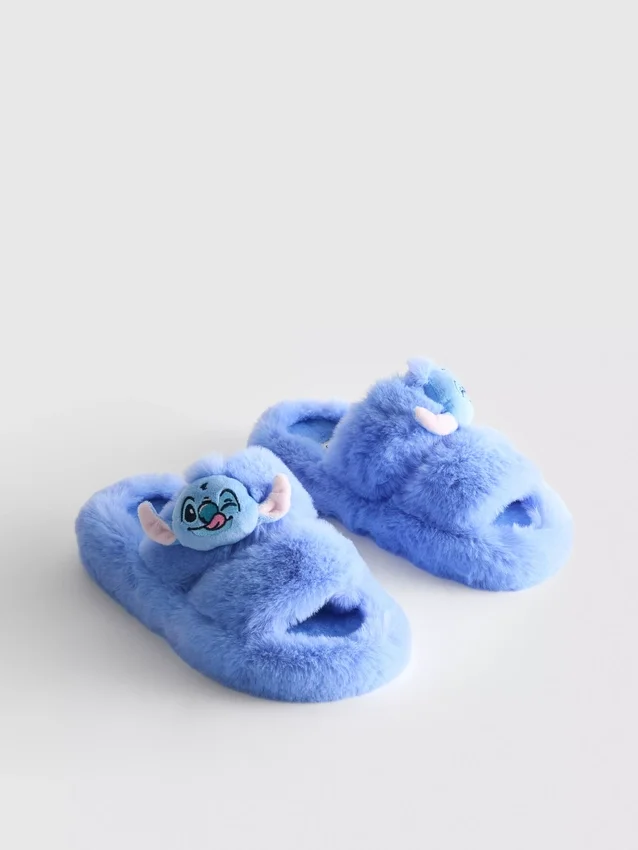 Zapatillas de casa mullidas de doble correa de Stitch de Disney