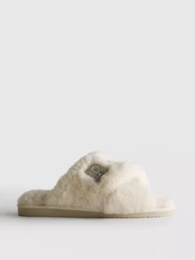 Zapatillas de casa tipo mules nupciales de piel sintética con tiras cruzadas
