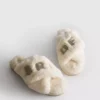 Zapatillas de casa tipo mules nupciales de piel sintética con tiras cruzadas