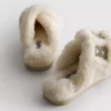 Zapatillas de casa tipo mules nupciales de piel sintética con tiras cruzadas