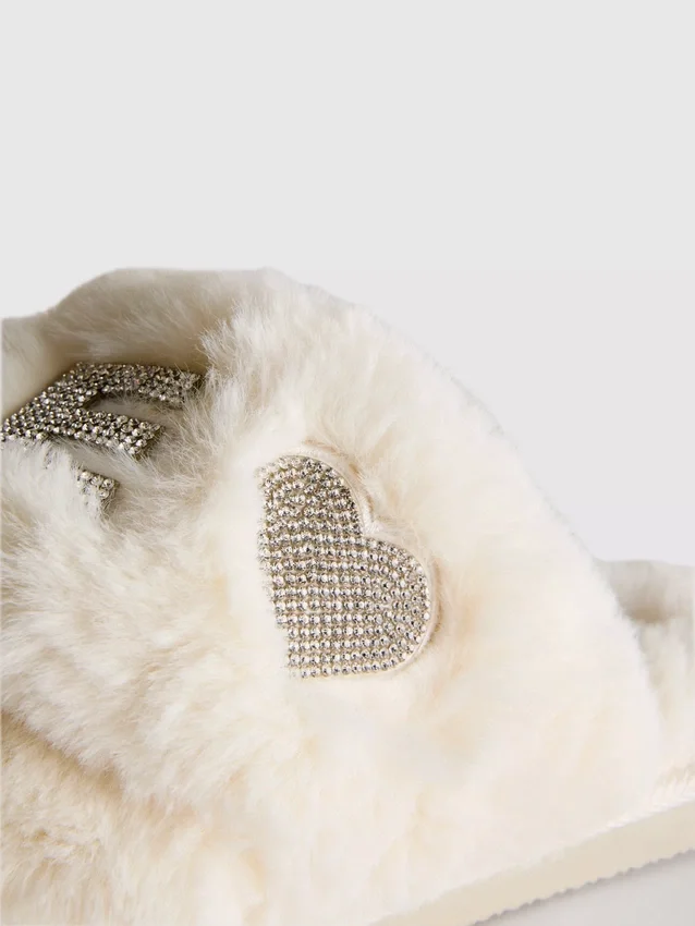 Zapatillas de casa tipo mules nupciales de piel sintética con tiras cruzadas