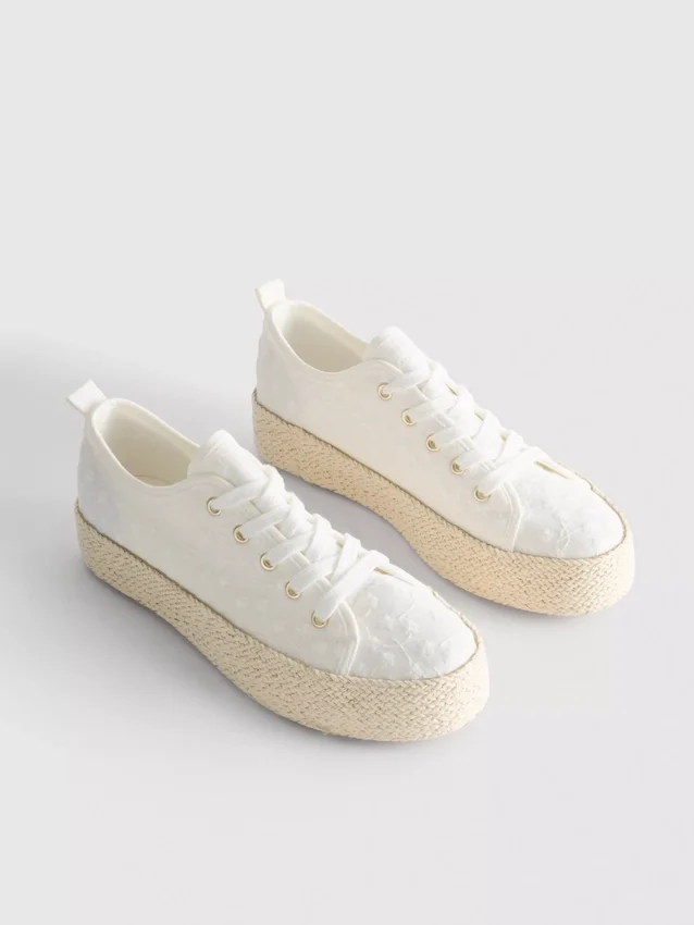 Zapatillas de lona con suela plana de yute