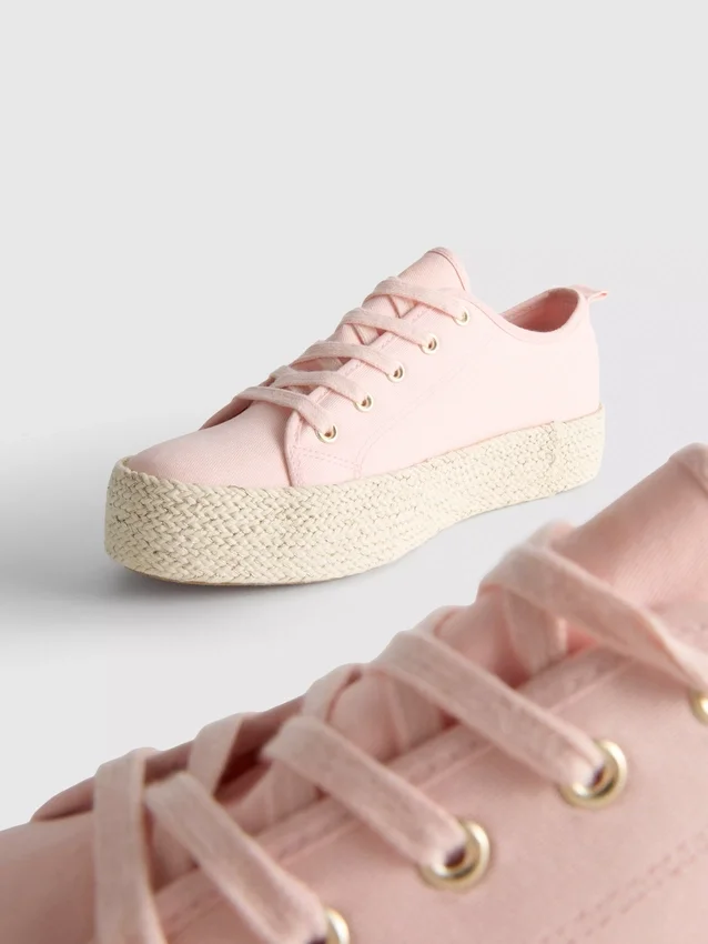 Zapatillas de lona con suela plana de yute