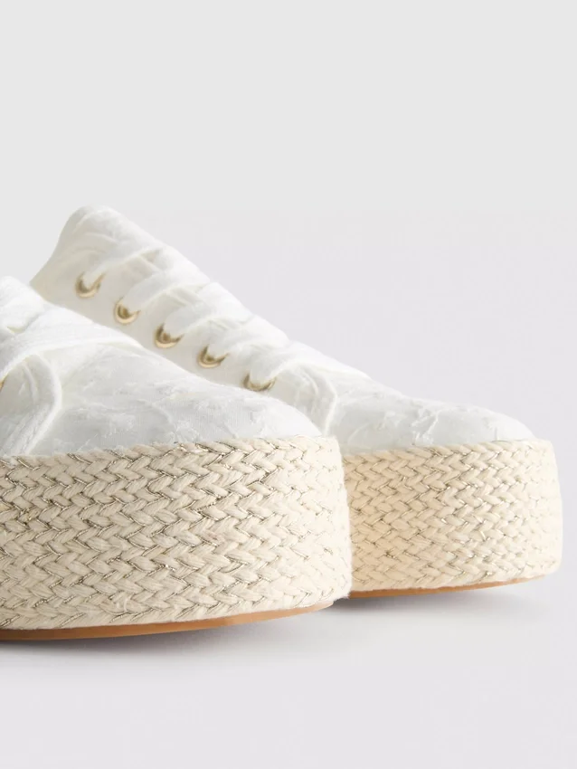 Zapatillas de lona con suela plana de yute
