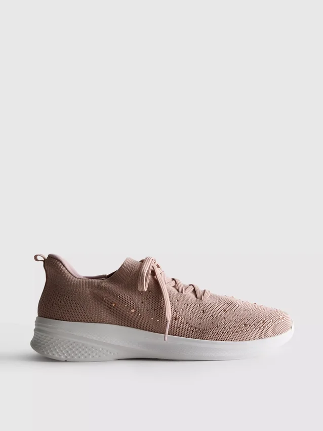 Zapatillas sin cordones con detalles de diamantes