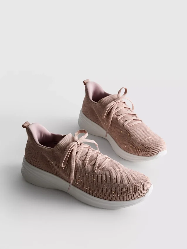 Zapatillas sin cordones con detalles de diamantes