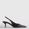 Zapatos de tacón con talón abierto de imitación de cuero