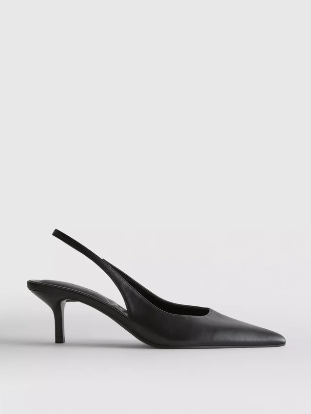 Zapatos de tacón con talón abierto de imitación de cuero