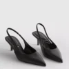 Zapatos de tacón con talón abierto de imitación de cuero