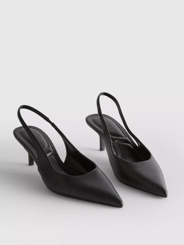 Zapatos de tacón con talón abierto de imitación de cuero