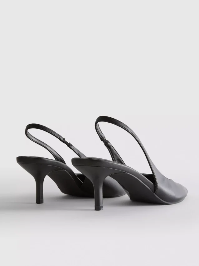 Zapatos de tacón con talón abierto de imitación de cuero