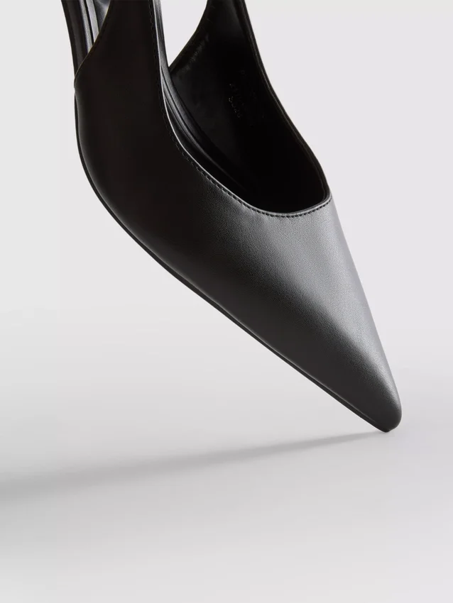 Zapatos de tacón con talón abierto de imitación de cuero