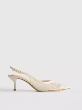 Zapatos de tacón con talón abierto de malla de horma ancha