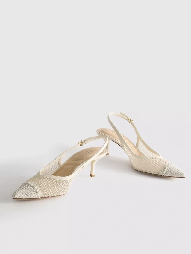 Zapatos de tacón con talón abierto de malla de horma ancha