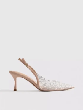Zapatos de tacón con talón abierto y perlas sintéticas «Diamanta»