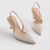 Zapatos de tacón con talón abierto y perlas sintéticas «Diamanta»