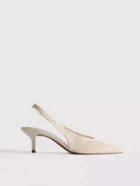 Zapatos de tacón de malla tejida con punta afilada