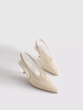 Zapatos de tacón de malla tejida con punta afilada